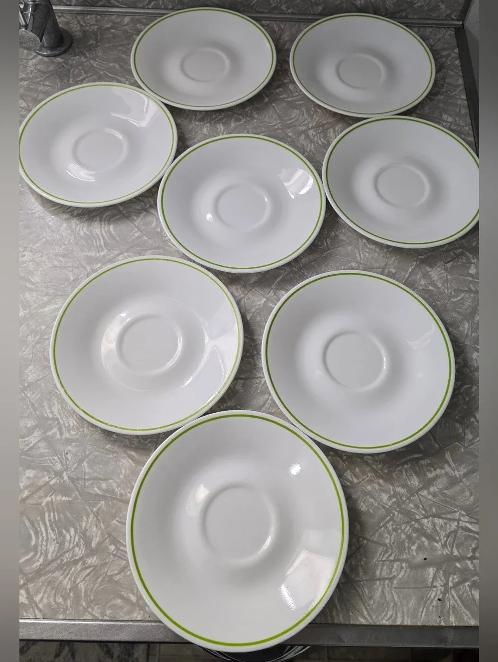 Corelle Preowned Saucer Plates White Green Spring Meadow Set of 8 6.25in